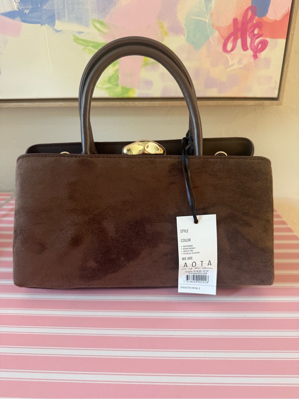 NWT Nordstrom Brown Suede Purse - Picture 2 of 6